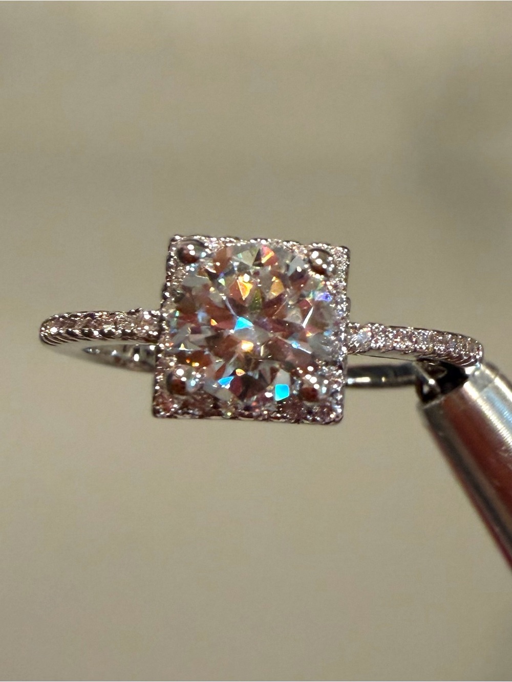 1.0CT GRA MOISSANITE Princess Cut s925 Sterling Silver Ring/ Size 9
